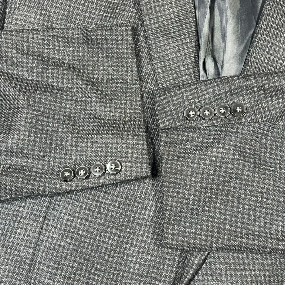 Calvin Klein Blazer Mens 54R Grey Silk Wool Houndstooth Sport Coat Professional